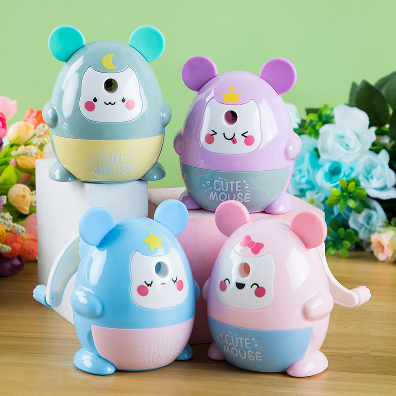 Youxiang YP-5801 dibujos animados lindo sacapuntas en forma de ratón Sacapuntas de lápiz estudiante de manivela sacapuntas útiles escolares sacapuntas