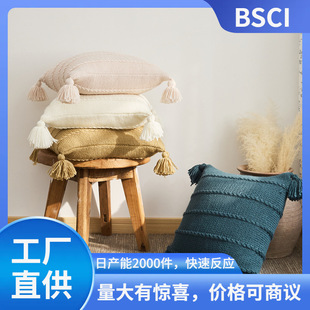 Ruijing Small Fresh Knitted Tassel Pillow Case Homestay Sofa Back Pillow Waist Pillow Bay Window Bed Cushion Wicklow