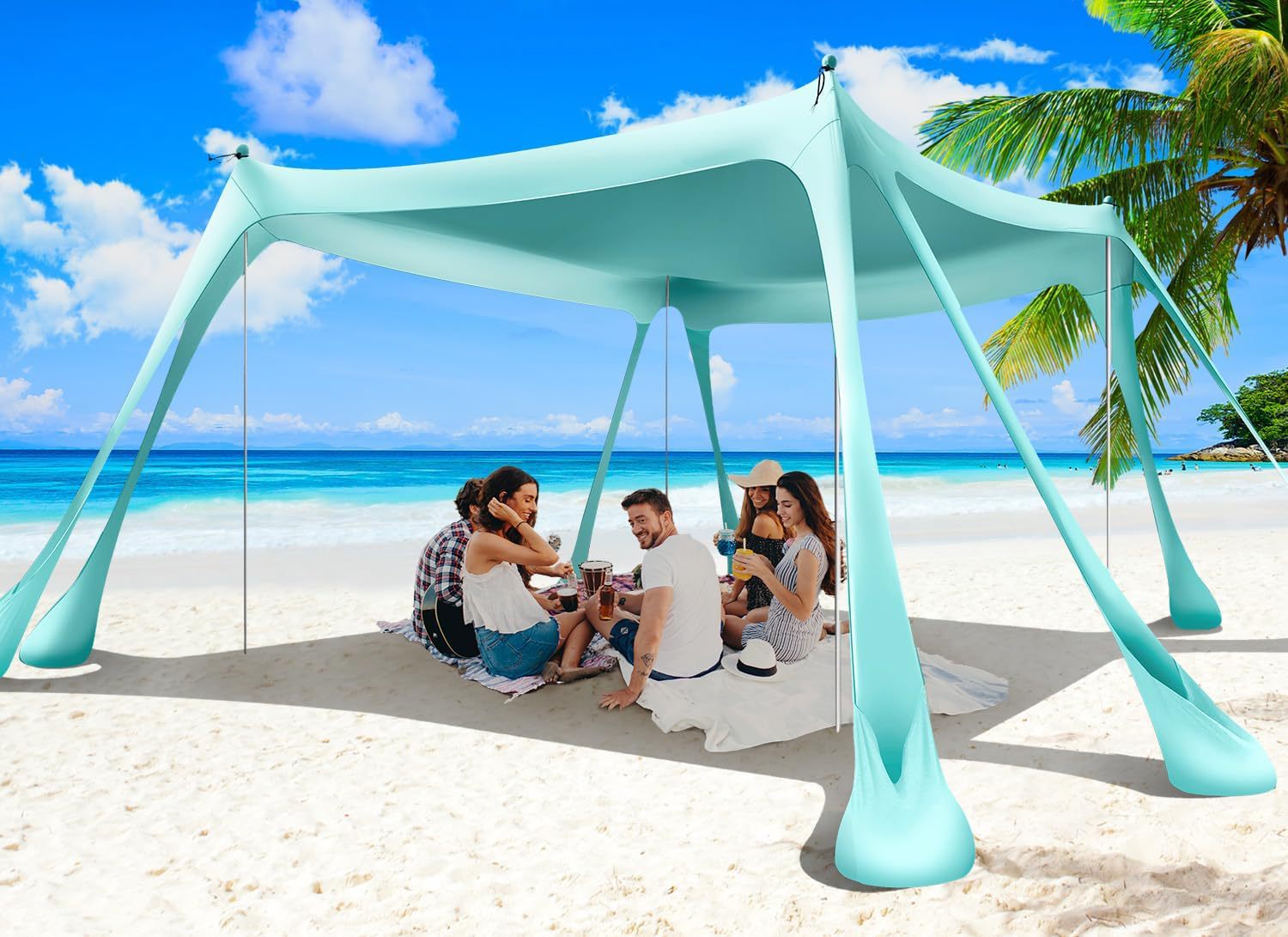 Lycra Canopy Outdoor Portable Octagonal Beach Tent Amazon Best-Selling Anti-Uv One-Piece Sunshade Canopy