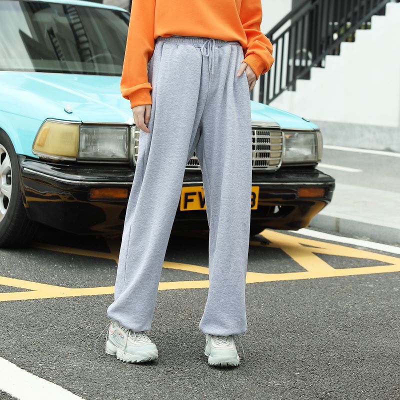 Trendy Student Versatile 300g Unisex Internet Celebrity Class Uniform Solid Color Casual Loose Straight Drawstring Jogger Sweatpants