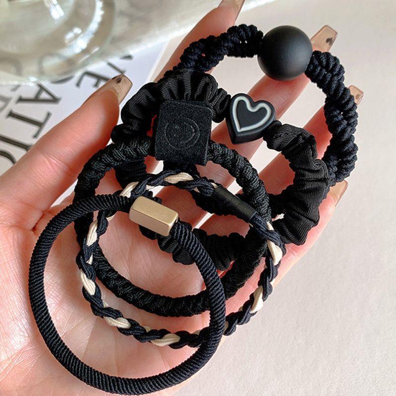 Simple elegante diadema alta banda de goma elástica duradera para el cabello de las niñas cuerda de lazo alta Cola de Caballo banda para el cabello cubierta de cuero tocado