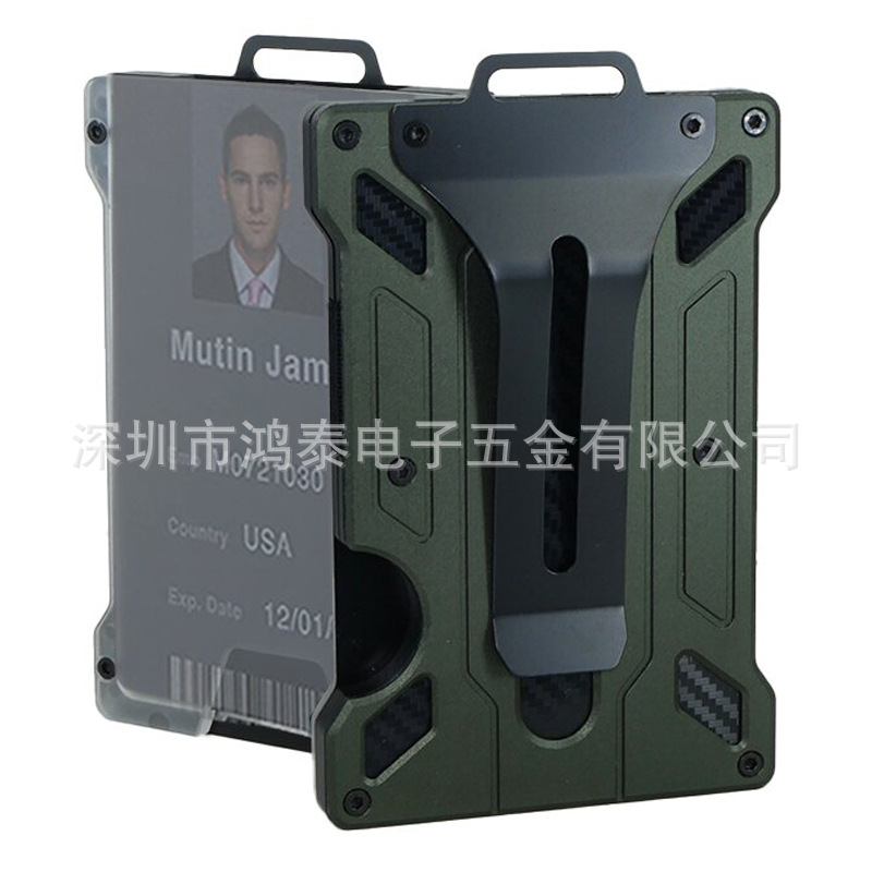 Amazon nuevo titular de la tarjeta de aleación de aluminio transparente insignia RFID metal billetera titular de la tarjeta de trabajo con la posición de la insignia