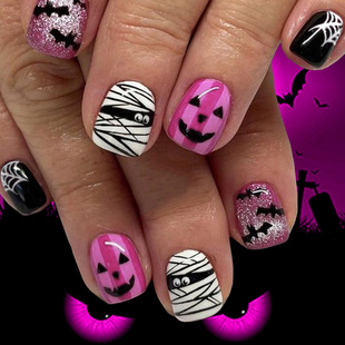 Cross-Border Halloween Nails New Bat Manicure Halloween Wearable Nails Grimace Spider Web Nail Art Patch