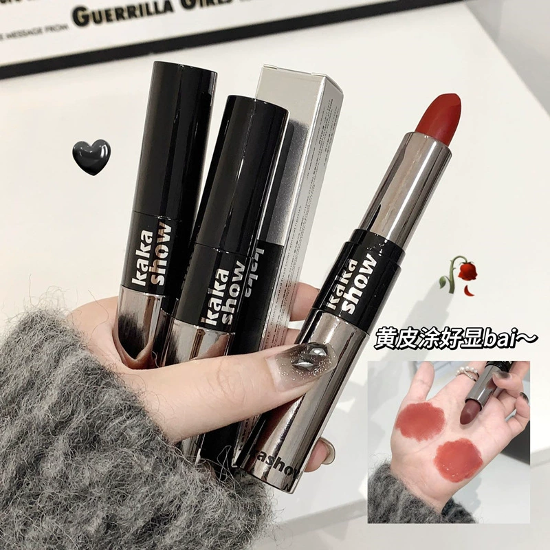 Double‑Sided Lipstick (Kakashow) — Matte Waterproof + Transparent Gloss, Dual‑Head, 3.5g+1.8g