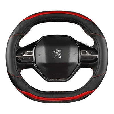 Suitable for Dongfeng Peugeot Steering wheel cover - double-d-type-b-black-and-red-34cm