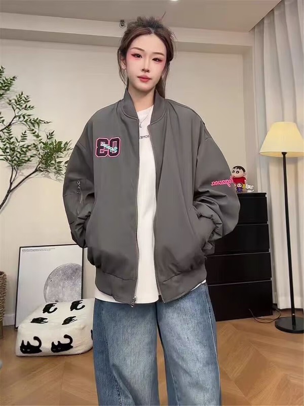 美式复古双面穿棒球服短外套女2025秋季新款字母刺绣休闲夹克上衣|undefined