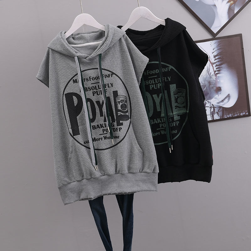 Oversize 1.00 kg-150.00 kg Sweater Vest Women's Spring and Autumn Thin Coat 2022 Korean-style Hooded Vest Waistcoat Vest