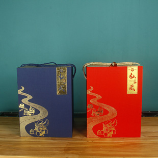 Factory custom wine bottle large high-end 2.50kg 5.00kg cotton and linen fabric public version gift box packaging handbag can be customized