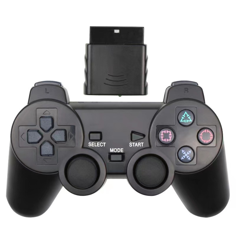 Controlador inalámbrico transfronterizo de 2.4g para PS2, vibración dual, transparente, colorido, controlador de juegos P2, tecla de copo de nieve, fábrica en stock