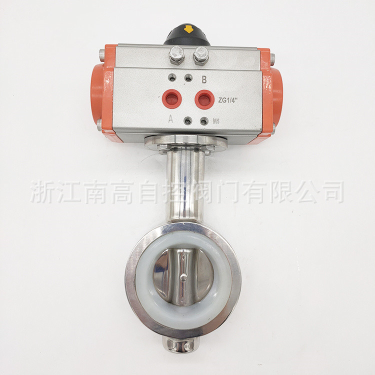 D671X-16P 不锈钢气动对夹式软密封蝶阀 橡胶软密封蝶阀 单作用