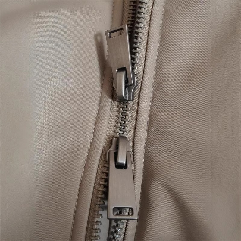 Original-Men's ice-gray white hair collar lapel short dual-pull…