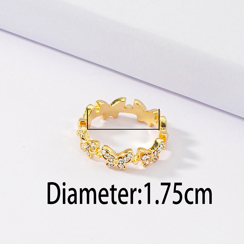Fashion Simple Rhinestone-studded Butterfly Ring Wholesale Nihaojewelry display picture 5