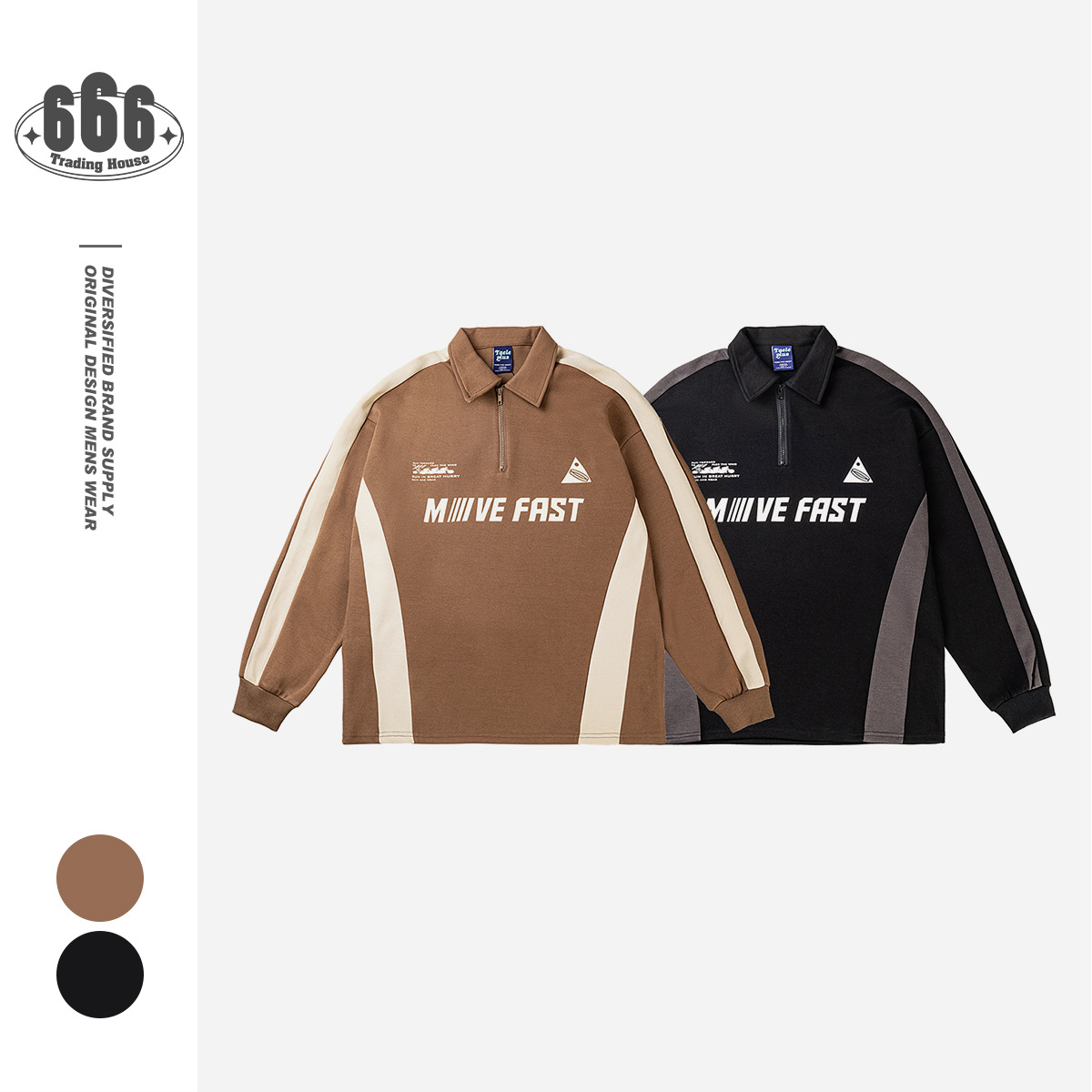 TaelePlus långärmad pikétröja i collegestil, herrtröja med lös krage och basebolljersey TP016_voghion.com