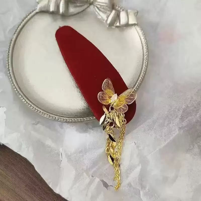 璀璨星河~黑曜石闪钻名族风铃铛流苏发夹女感甜美前额侧边夹包邮|undefined