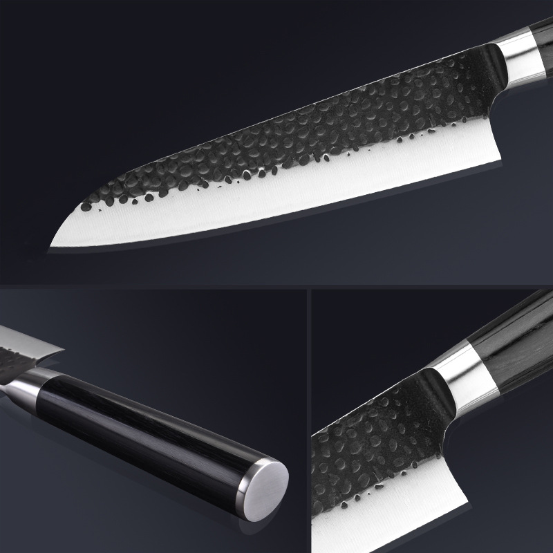 Cuchillo de chef forjado 4CR14 patrón de martillo de acero inoxidable 8 pulgadas cuchillo de cocina cortador de carne generación transfronteriza de pelo