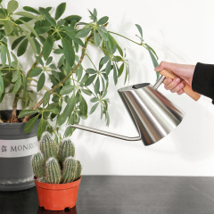 新款長嘴多肉澆花水壺家用灑水壺木柄不鏽鋼澆水壺園藝養花工具