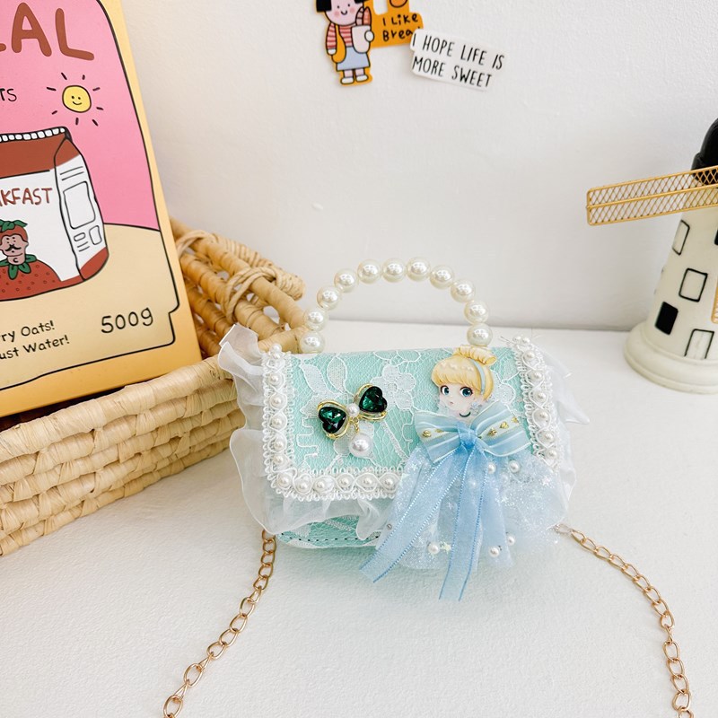 Bolso para niños 2025 nuevo lindos bolso de niña bolso accesorios de princesa de estilo extranjero bolso de cadena de perlas de fragancia
