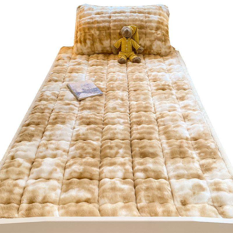 Invierno engrosado lana de conejo leche de seda colchón cojín dormitorio de estudiantes cama individual colchón sábanas de seda manta