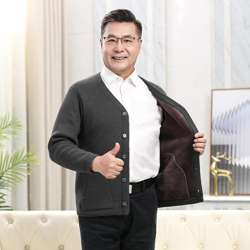 Winter Small Cotton-padded Jacket for Middle-aged and Elderly Men's Inner Wear fleece-lined Thickened Camel-velvet Padded Coat for Elderly People's Father and Grandpa's Winter Clothes