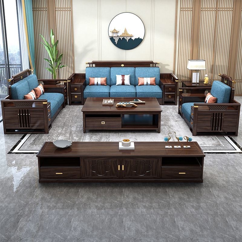 New Chinese-style ebony wood solid wood sofa set, suitable for both winter and summer use, available in various sizes for different living spaces, and ideal for villas