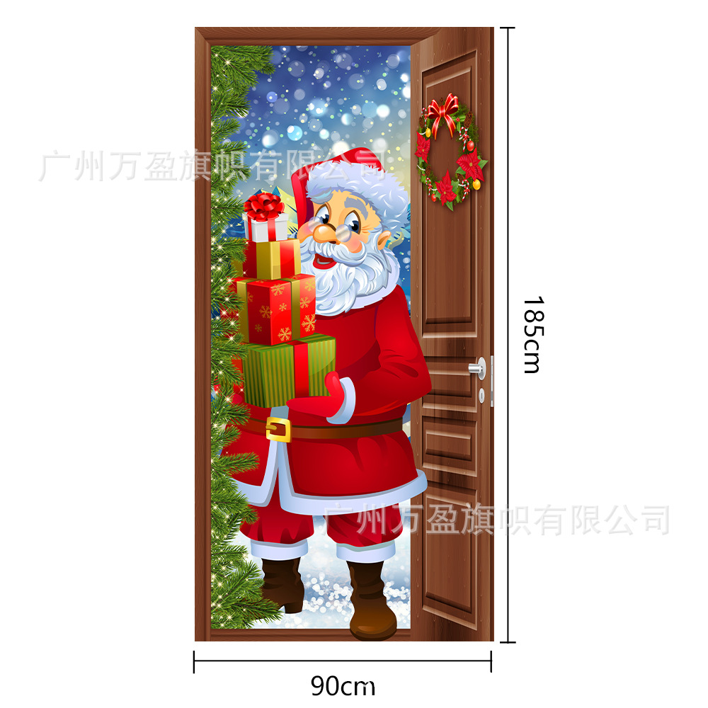 2025 nuevos productos de navidad cortina de bandera Santa Claus para ver la hoja de regalo decoración de tela colgante Bandera de bienvenida de Navidad