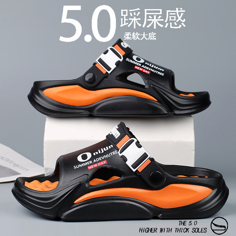 Zapatillas nuevos hombres 2025 verano casual pareja de dos desgaste al aire libre vadeo ligero pisando heces sandalias y zapatillas de playa