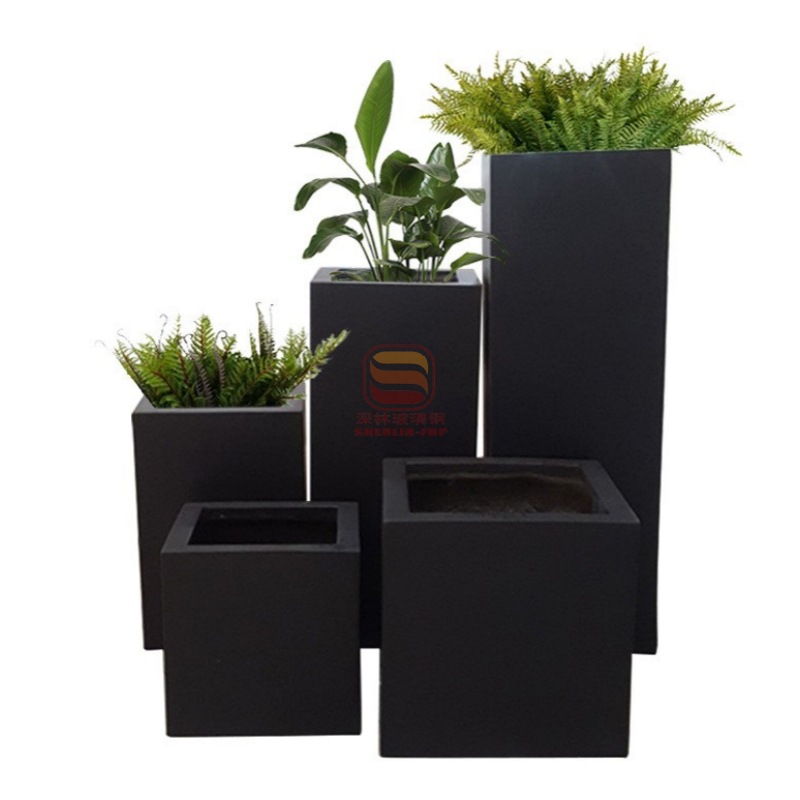 Al aire libre FRP cuadrada combinación de maceta de flores centro comercial hotel sala de ventas belleza decoración maceta de flores
