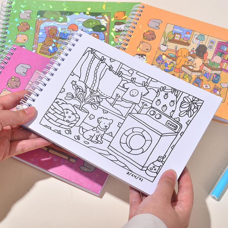 スポットクロスボーダー A5 ハードサイドコイルぬりえ BOBBIE GOODS 子供用絵画落書きマーカーぬりえ|undefined