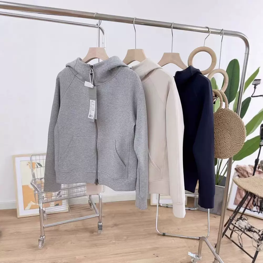 连帽空气棉外套女春秋高级感2025新款修身小个子短款拉链卫衣开衫