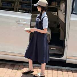 女童学院风假两件连衣裙夏季2026新款女大童夏装巨好看中长款裙子