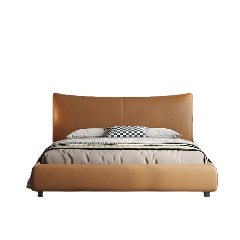 Cama de diseño de cuero italiano, cama doble moderna simple de 1.8m, tamaño de casa, cama de boda negra. image 6