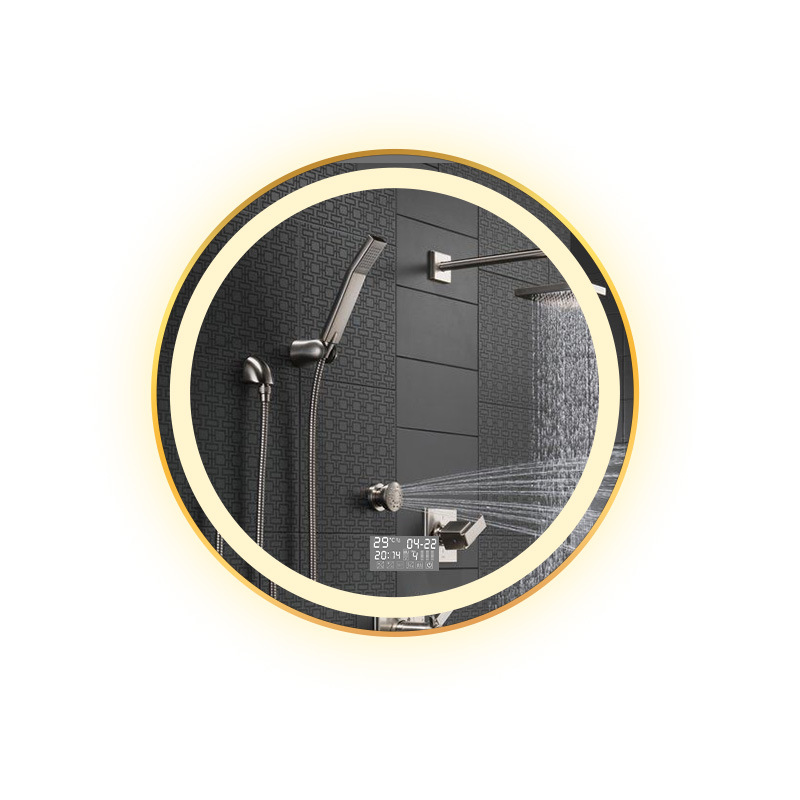 Zhenhan Cross-border exclusivamente para hoteles, baño con marco de aleación de aluminio, espejo redondo, espejo de luz LED, espejo inteligente de baño con luz