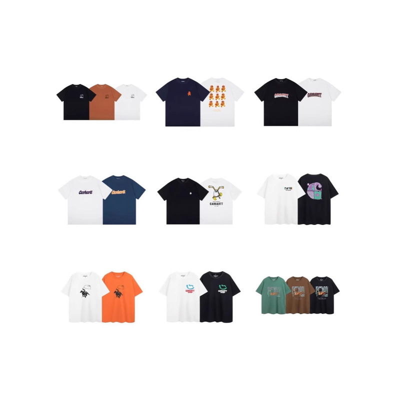 New Cartoon-Style Logo Printed Pattern Functional Short-Sleeve Casual T-Shirt for Men and Women, Carhartt Series Cross-Border New Cartoon-Style Logo Printed Pattern Functional Short-Sleeve Casual T-Shirt for Men and Women, Carhartt Series Cross-Border