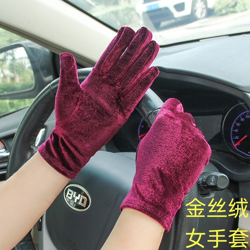 Guantes elásticos de invierno para mujer con cinco dedos, adecuados para etiqueta, baile de terciopelo, actuaciones de boda, ciclismo, conducción y para mantener el calor.