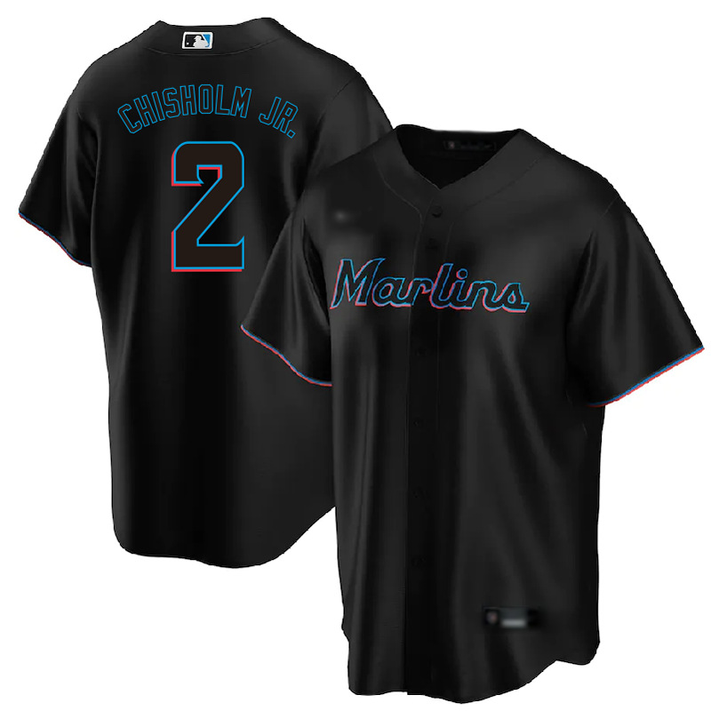 thumbnail image 1 of Marlins 2 White Fans Baseball Jersey MLB Marlins Chisholm Jr. Jersey, 1 of 5