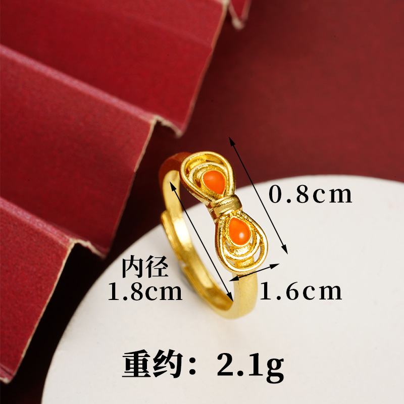 Shajin anillo de estilo popular lujo ligero chicas amor arco flores huecas anillo de aleación al por mayor