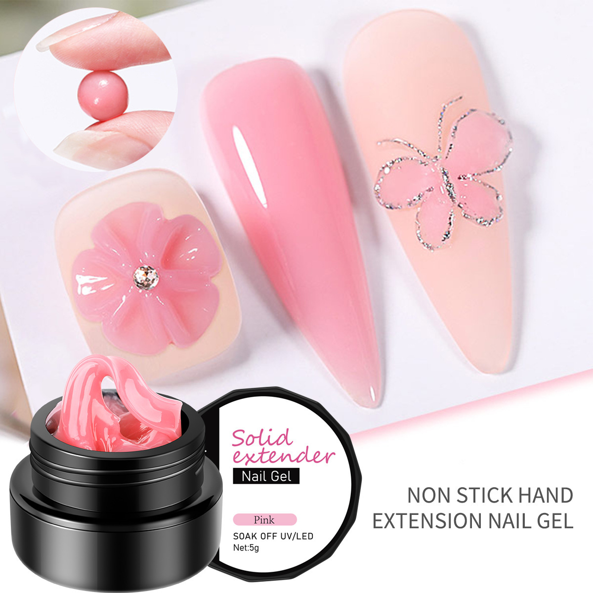Pegamento de extensión de Arte de uñas enlatado sólido tallado que forma soporte sin papel antiadherente mano extensión rápida parche de uñas