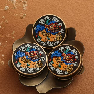厂家批发雷击枣木玉化料貔貅铜钱彩绘祥云配件道家工艺品礼品配饰