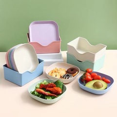 小麦わら骨吐き皿 正方形 プラスチック 卸売 スナック フルーツ ゴミ皿 テーブル食器 北欧風