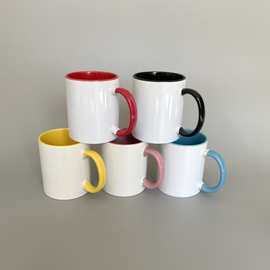 内色色把陶瓷杯 内彩把彩热转印涂层杯 口彩把彩11oz热升华马克杯