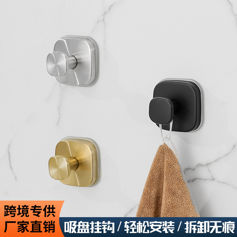 Cross-Border Stainless Steel Hooks for Home Use, Bathroom Wall-Mounted Coat and Hat Hooks, No-Drill Multifunctional Storage Hooks, Suction Cup Hooks