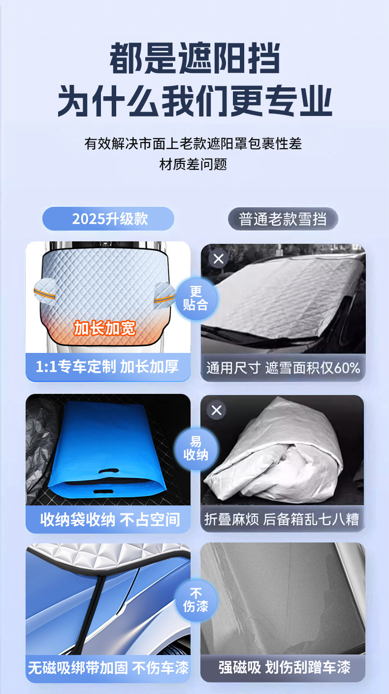 Car Snow Cover, Front Windshield Anti-Freeze Cover, Sun Protection, Heat Insulation, Sunshade, Snow Cover, Thickeneded Car Cover, Winter