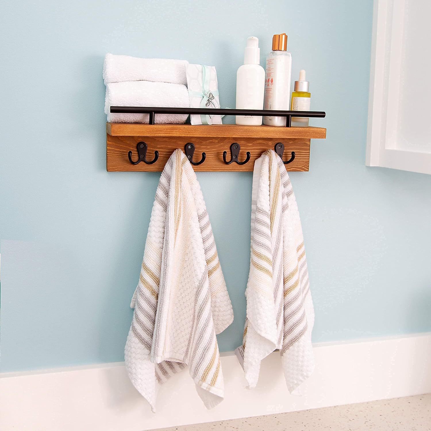 Decorativo de madera con carta de pared y llavero con gancho percha de pared Key Holder