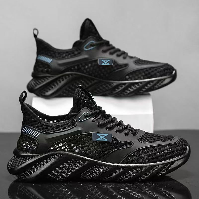 Men's Summer Breathable Mesh Hollow Lightweight Mesh Shoes Thin Mesh Surface Youth Soft-Soled Running Sports Casual Trendy Shoes