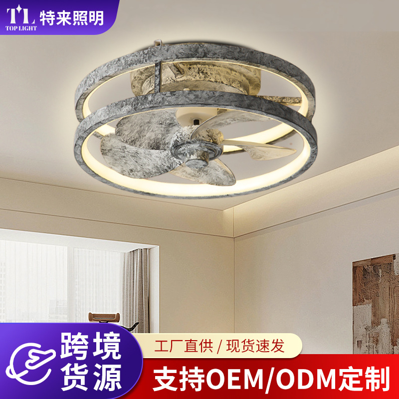 Ventilador de Techo con Luz LED 6 Velocidades, Hierro y ABS, Regulable y Silencioso con Control Remoto, para Dormitorio