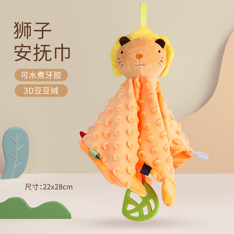 Bebé juguetes bebé calmante para dormir muñeca de peluche con mordedor puede entrar frijol terciopelo calmante toalla saliva toalla