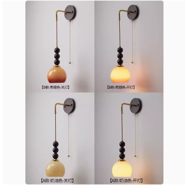 Lámparas de vidrio de madera maciza estilo antiguo a través del pasillo del dormitorio comedor simple entrada caramelo candelabros creativos franceses