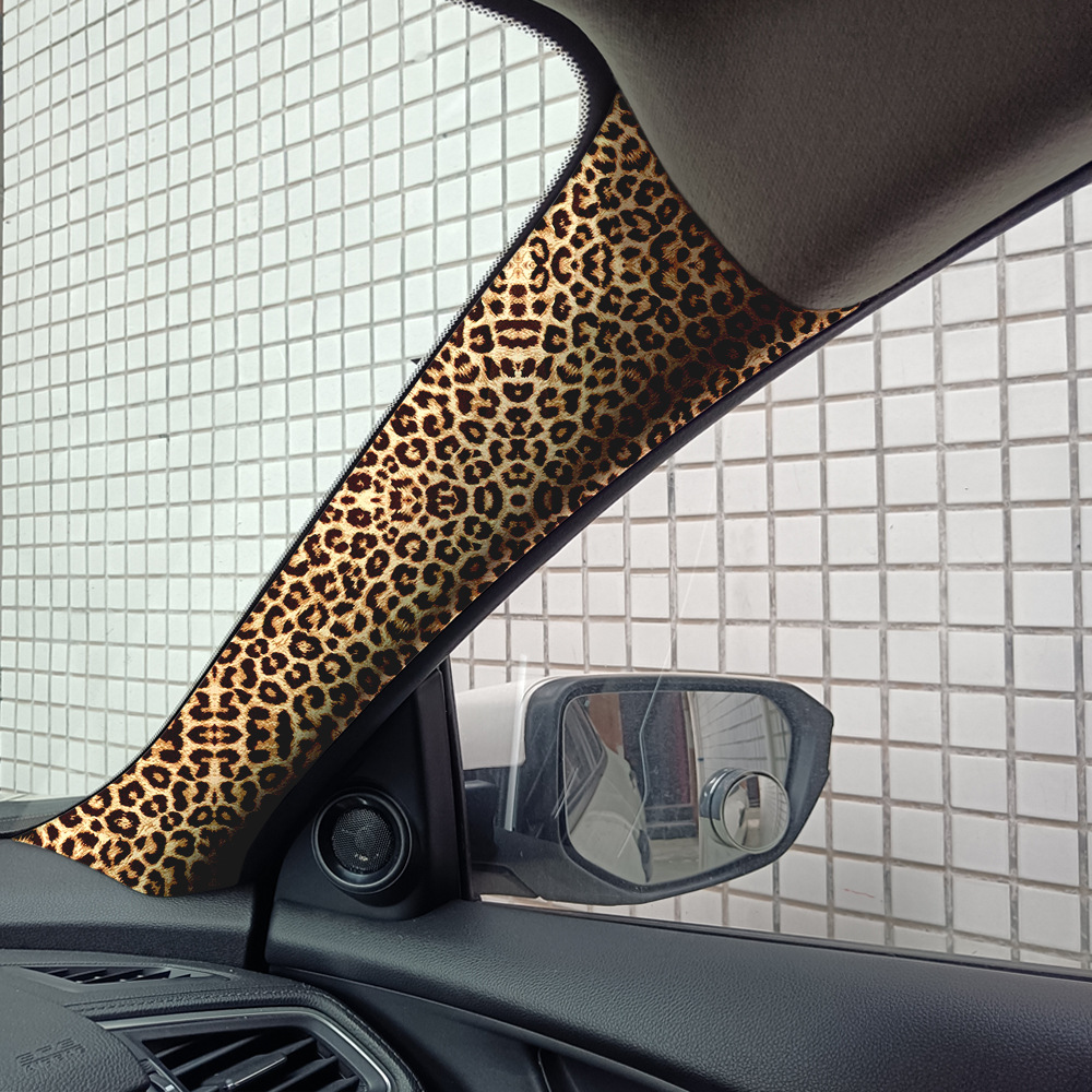 Cross-Border Car A/B Pillar Universal Self-Adhesive Leopard Print Fabric National Trend Modification Personalized Interior Accessories Film