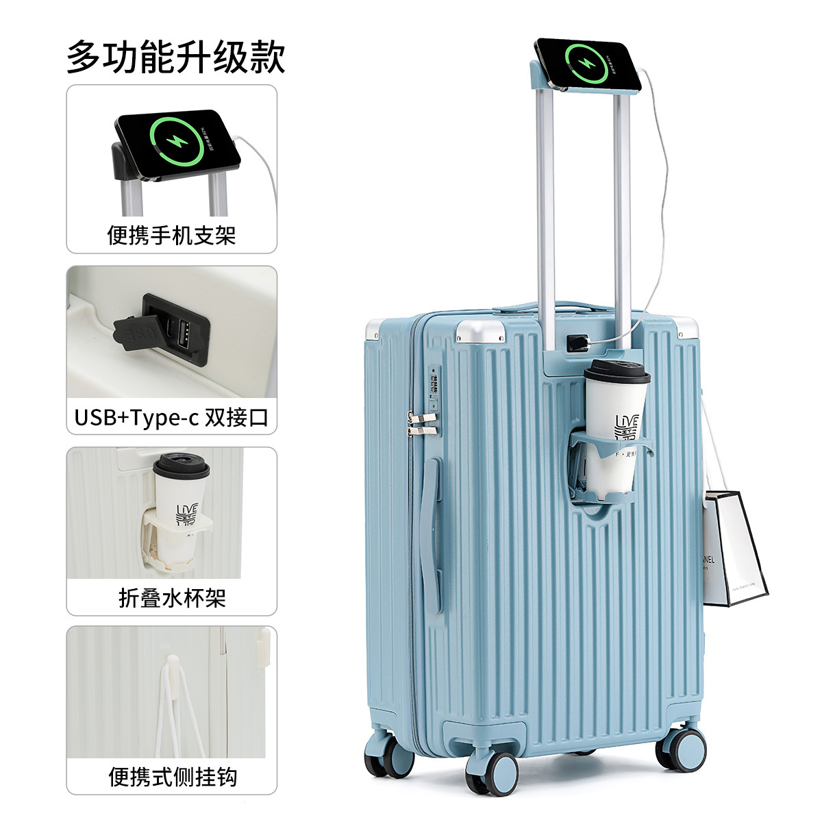 Maleta de aluminio con marco nuevo, 24 pulgadas, con ruedas universales, maleta de 26 pulgadas para hombre y mujer, 20 pulgadas, con contraseña para embarque, maleta de cuero de 28 pulgadas