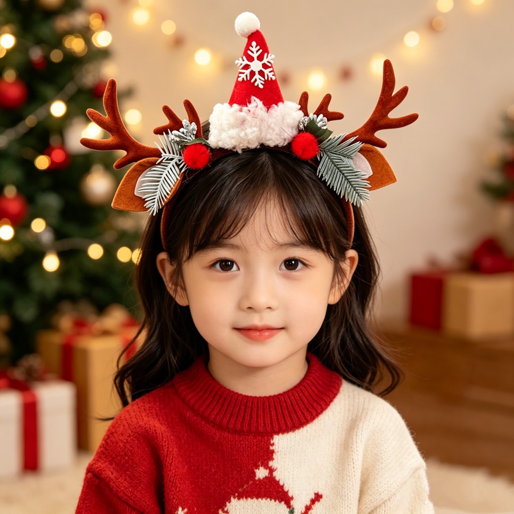 เครื่องประดับศีรษะวันคริสต์มาส ที่คาดผมเขาเรนเดียร์น่ารักแบบใหม่ ที่คาดผมเขาหมีกวาง ของขวัญวันคริสต์มาส เครื่องประดับผม สำหรับผู้หญิง